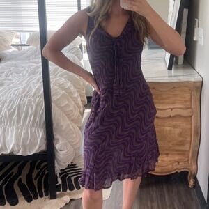 Vintage 90s Tessuto Groovy Print Sleeveless Midi Dress‎